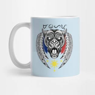 Philippine 3 Stars Sun / Tribal line Art Tiger / Black Panther / Baybayin word Mabuhay (long live) Mug